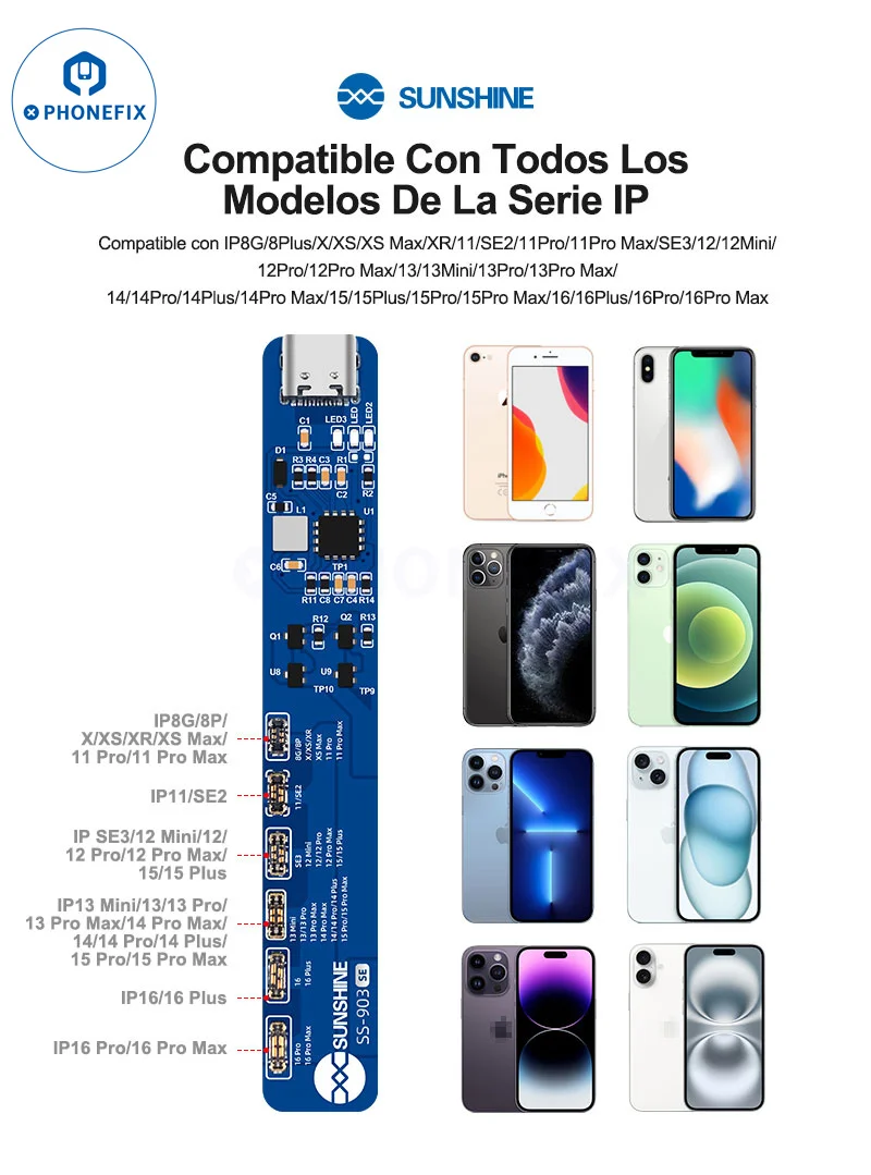 SUNSHINE SS-903 SE Tablero de activación de carga de reparación de teléfonos móviles para iPhone 8 X XR XS SE 11 12 13 14 15 16