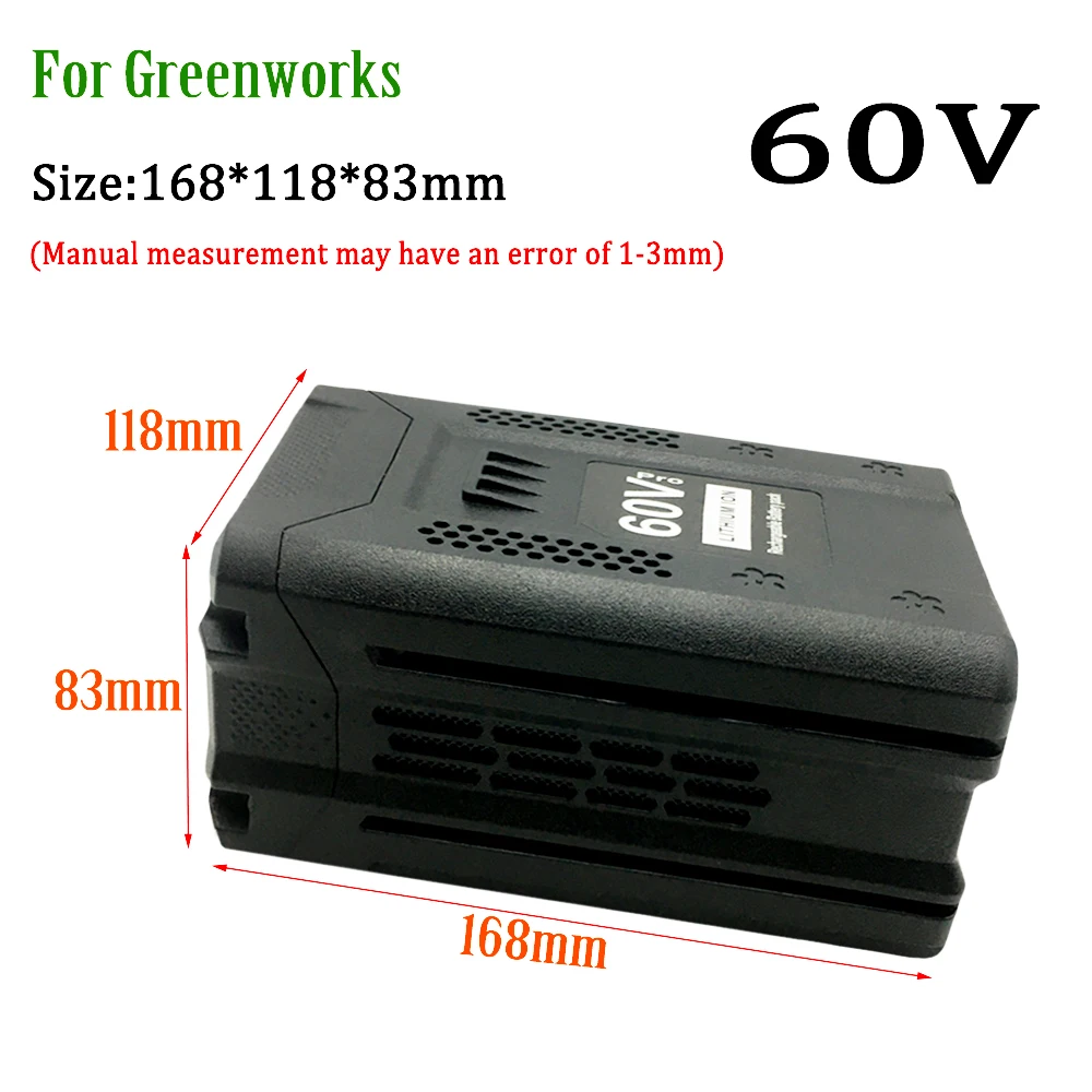 

60V 6.0/8.0/10.0Ah Lithium Ion Battery Replacement for Greenworks PRO, 3X Longer Runtime for Brushless Lawn Mower GD60AB