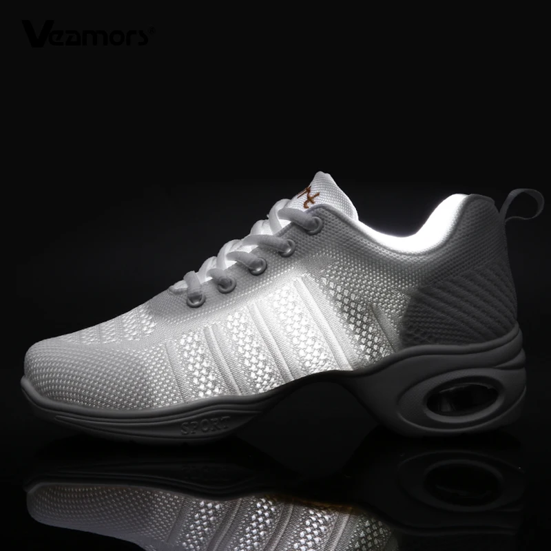 Elastic Women Jazz Sneakers Breathable Ballroom Dancing Shoes Comfortable Modern Dance Shoes for Fitness Outdoor Activities