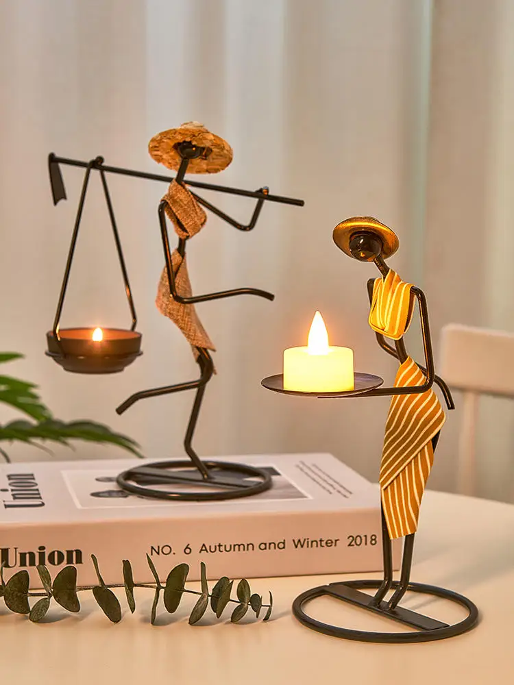 

Nordic Retro Iron Art Candlestick, Human Form Candle Holder, Romantic Wedding Candelabra, Home Decoration Accessories