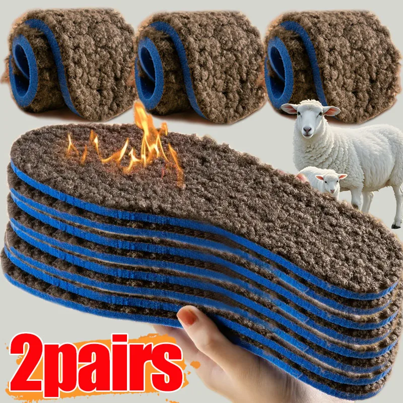 

Winter Thick Plush Insoles Alpaca Wool Heated Warm Foot Pad Soft Thermal Cold Proof Cushion for Men Women Comfortable Shoe Pad