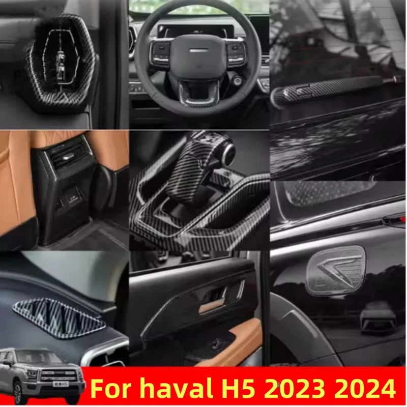 

LHD For Haval H5 2023 2024 Accessories Carbon Car Window Lift Rear Armrest Inner Handle Central Console Gear Shift Panel Air Ven