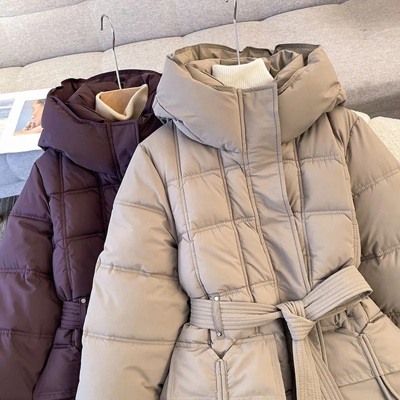New Winter Down Cotton Jacket Women Parkas Fashion Slim Hooded Warm Parka Coats Female Casual Long Cotton Overcoat  Outerwear