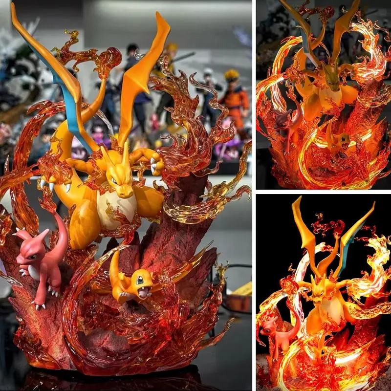 

30cm/11.81in Anime Pokemen Figure Charizard ‌Family‌ Action Figures Pvc Statue Desktop Ornamen Collection Model Toys Gifts