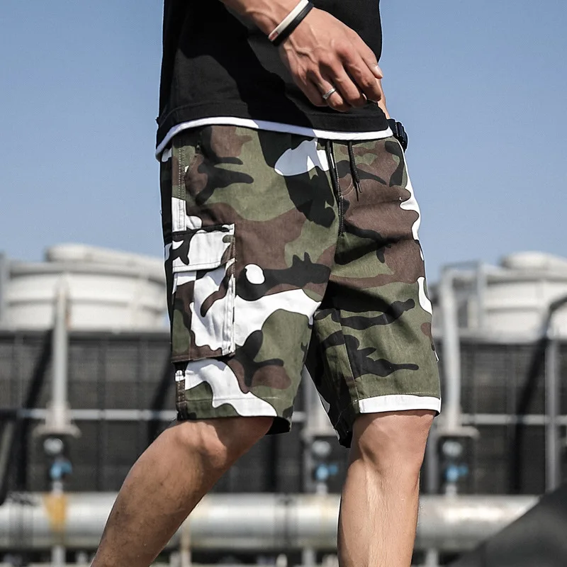 2023 Summer Men Camouflage Cargo Shorts Cotton Loose Short Pants Joggers Multi-pocket Overalls Male Casual Sport Shorts M-8XL