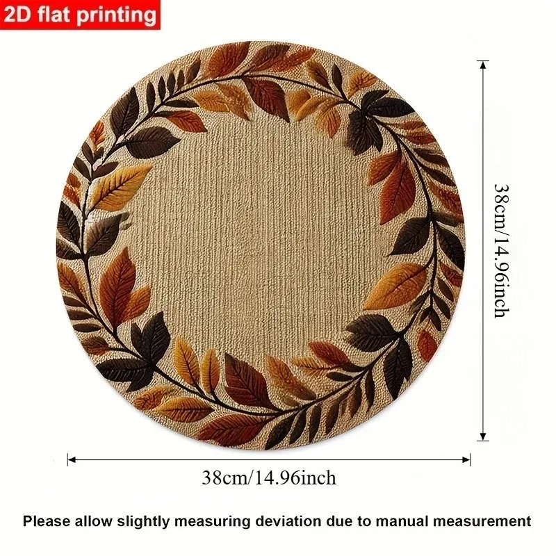 4/8pcs Oval Autumn Leaf Placemat, Fall Harvest Printed Table Mat, Heat‑Resistant Decor Pad for Home Dining Table view 5