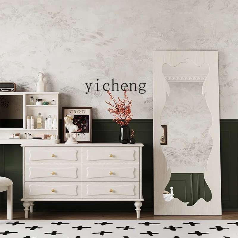 DSA  home wall-mounted full-body mirror retro carved wall-to-wall cloakroom fitting mirror
