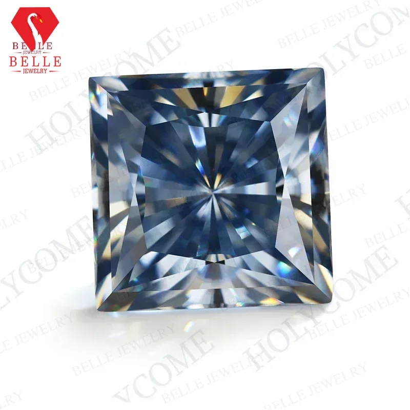 Moissanite Stone Excellent Vivid Blue Loose Moissanite Crushed Ice Princess Cut VVS1 GRA Certificated Diamond For diy gemstones