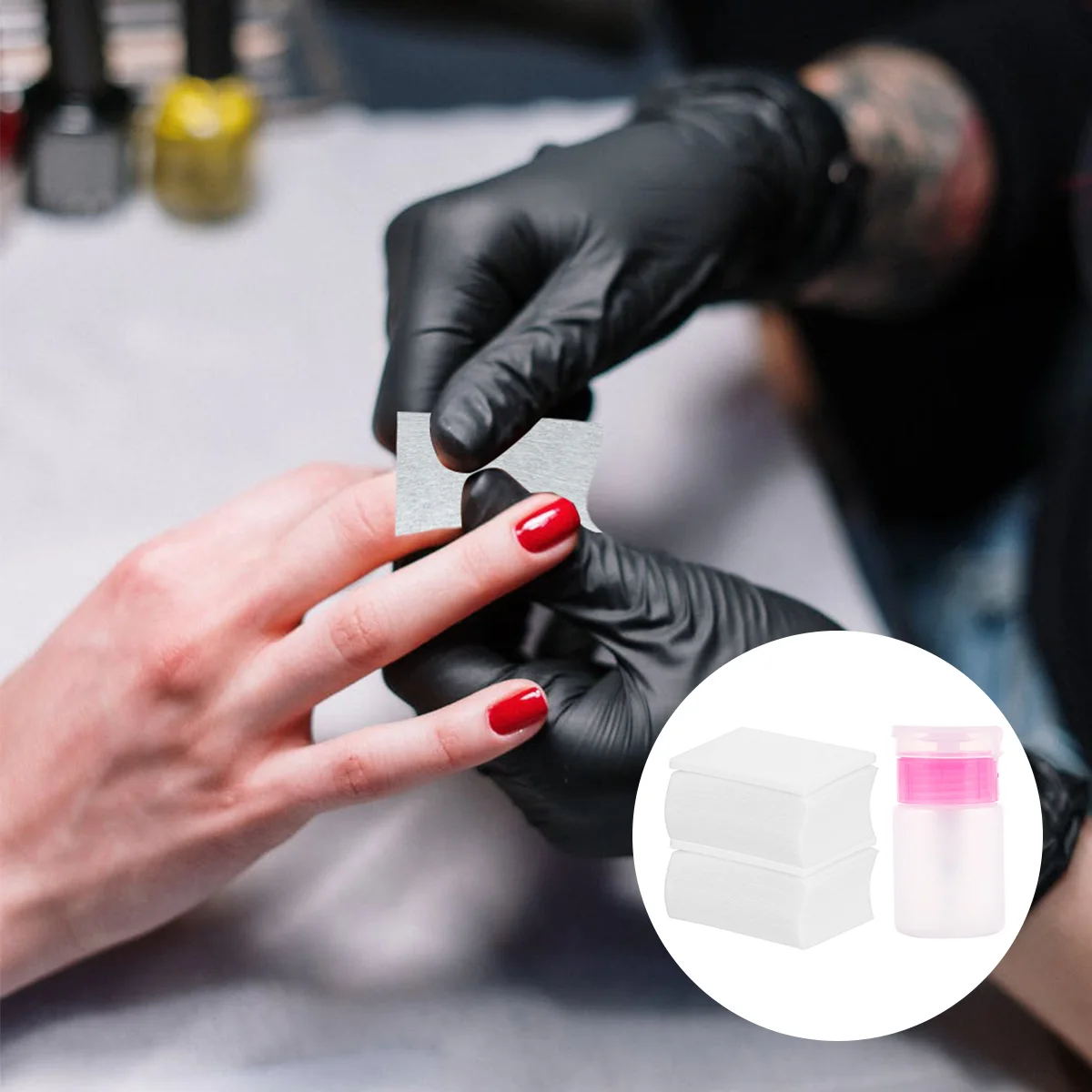

500pcs Nail Polish Wipes Removers Disposable Nail Cleaning Pads Manicure Supplies with Nail Polish Remover Bottle for Women