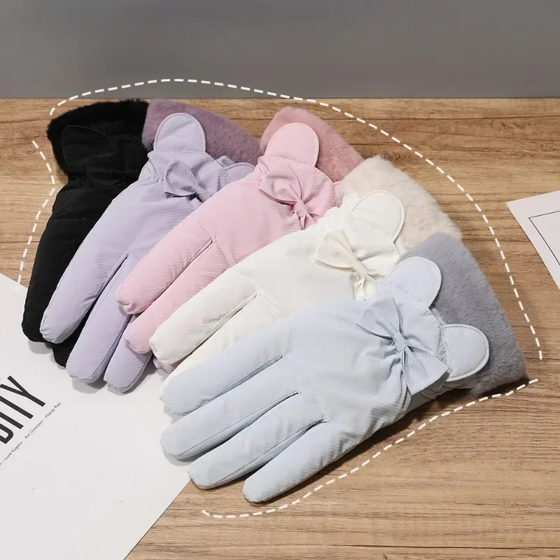 Зимние перчатки женские велосипедные теплые флисовые морозостойкие ветрозащитные водонепроницаемые велосипедные теплые уличные лыжные перчатки для бега