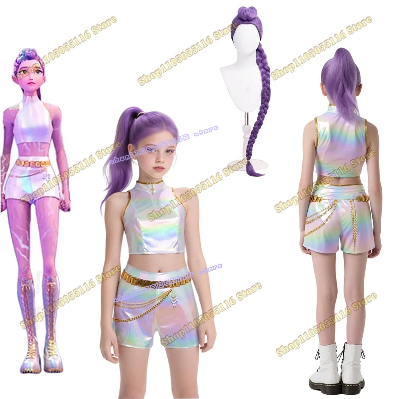 

Huntrix KPop Demon Hunters Rumi Golden Stage Cosplay Costume Korea Idol Girls Black Punk Jirai Kei Dress Lolita 코스프레 Halloween