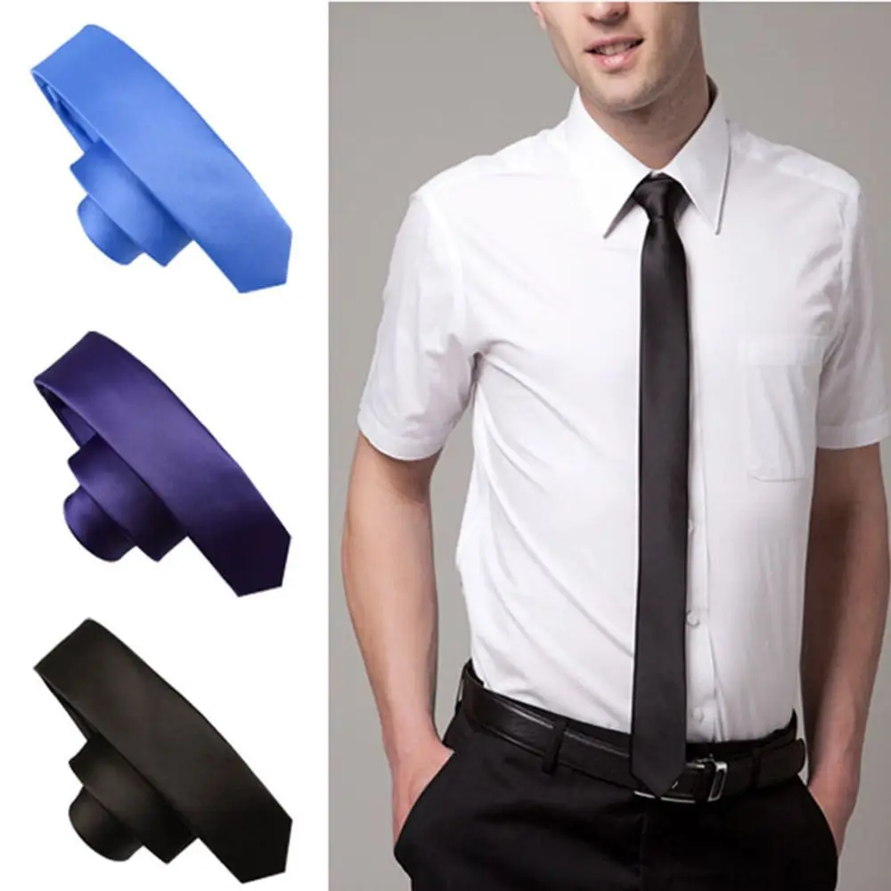 Plain High Quality Narrow Occasion Knot Party Contrast Slim Business Special Wedding Necktie Skinny Solid Color Men