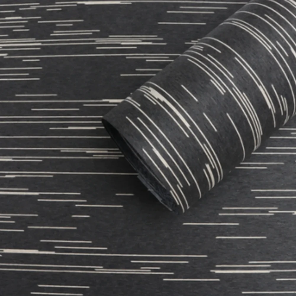 High Wood Veneer para Decoration, Technology Wood, Black e White Meteor, Home Furniture, Flooring para Car, 200mm-400mm, T:0.5mm Width