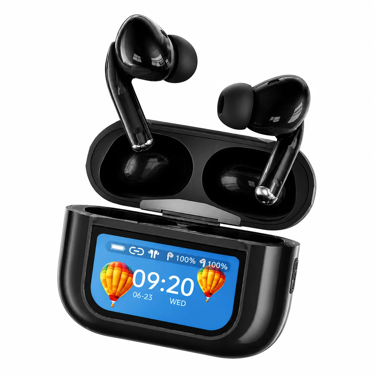 【¥2,880】LCDディスプレイ付ワイヤレスイヤホン Bluetooth6.0 ホワイト 特別割引-アリエク特価アラート