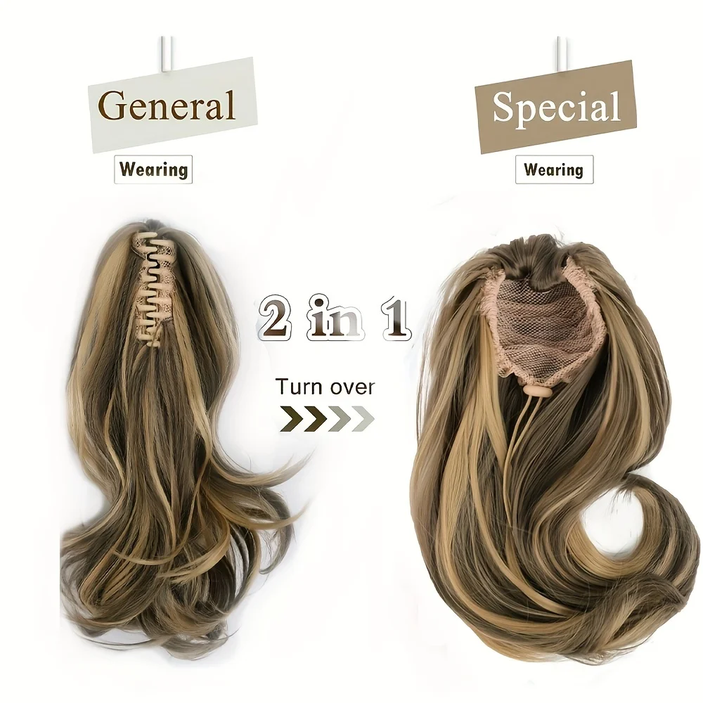 12inch Short Curly Claw Ponytail Extension Clip In on Hairpiece with Jaw/Claw Synthetic Fluffy Pony Tail For Women Girls