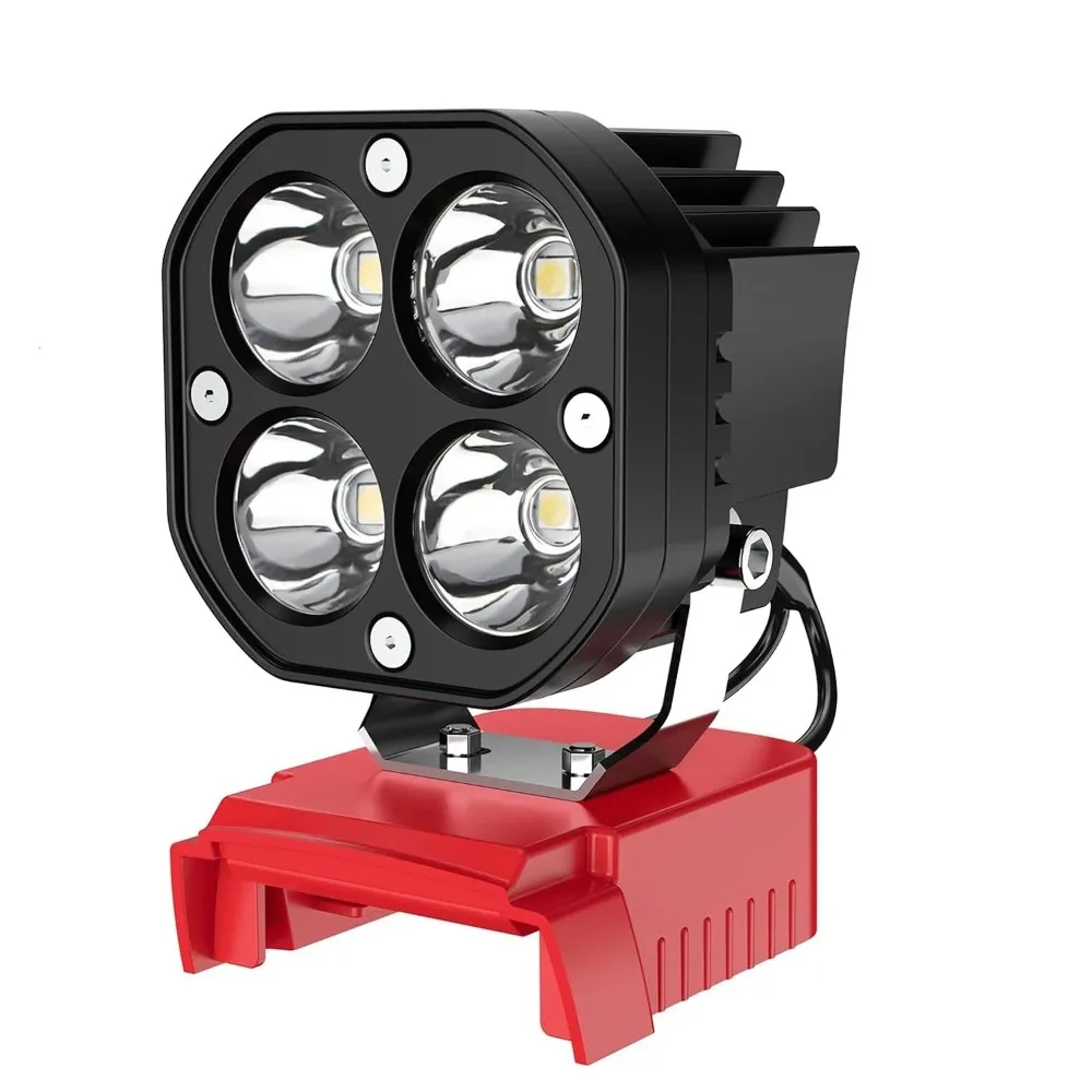 Portable 40W LED Work Light 6000LM 6500K Battery Spotlight 12-24V Garage Light for Milwaukee M18 Construction