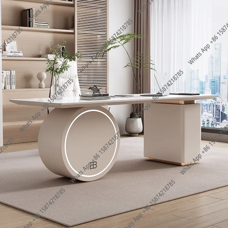 

Zx Italian Light Luxury Rock Slab Desk Household Modern Simple Computer Desk Beauty Salon Consultation Table Desk