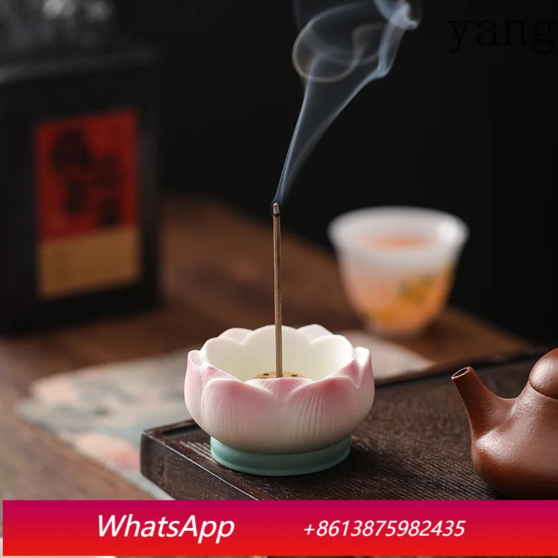 

LTT Household Indoor Ceramic Lotus Line Incense Plug Offering Incense Burner Aromatherapy Burner