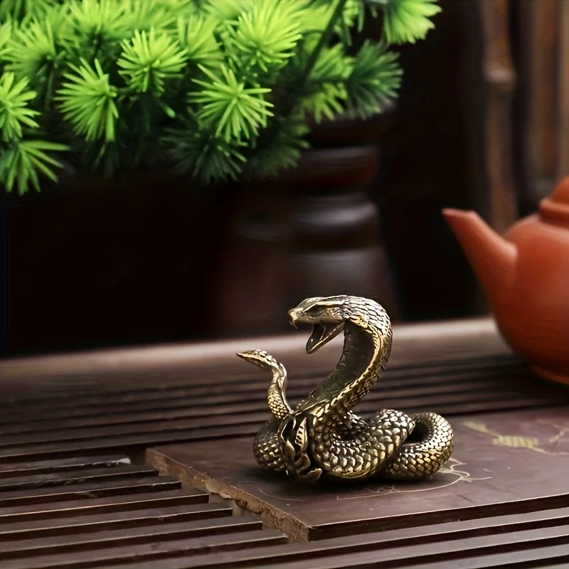 1/3 Pieces vintage Solid Brass cobra Statues, Handmade Snake Sculptures, Collectible for Display, Traditional Hero Decoration