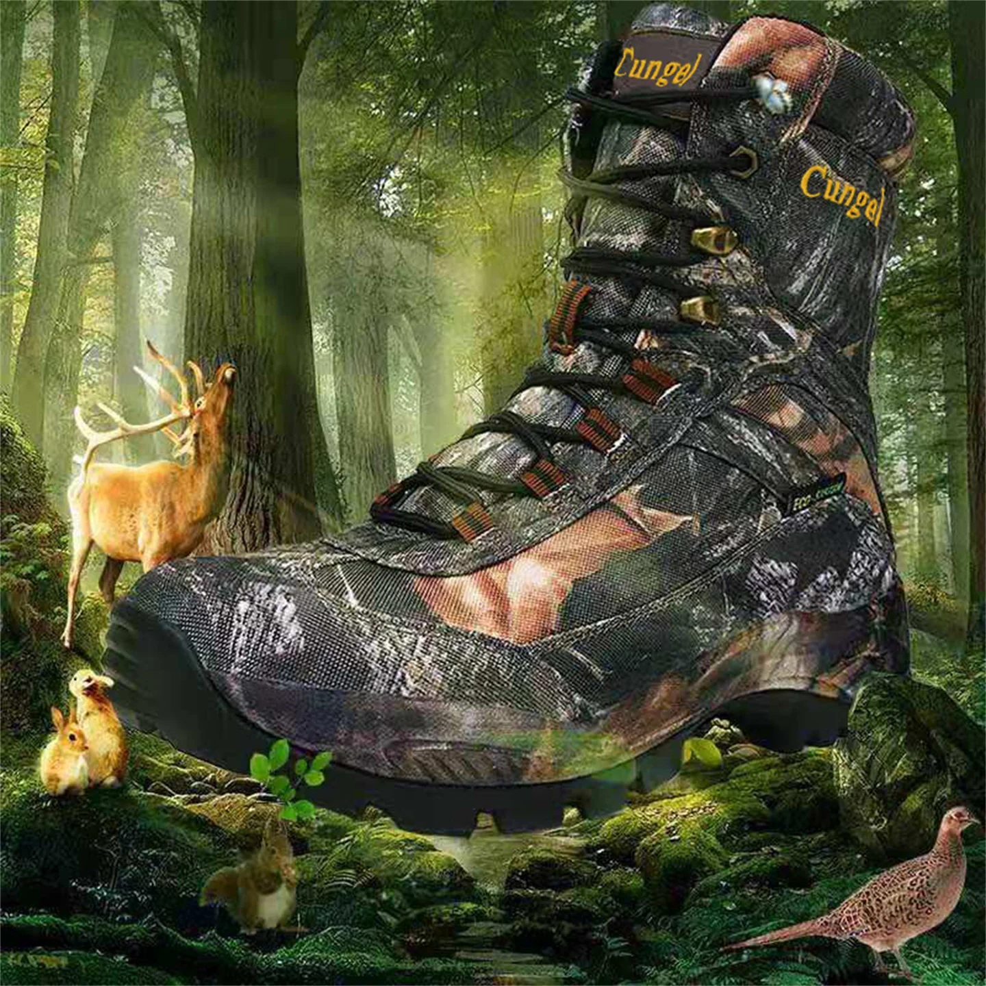 Men\'s High Top Camouflage Hunting Boots Breathable Tactical Shoes Outdoor Hiking Wear-Resistant Waterproof Mountaineering Boots