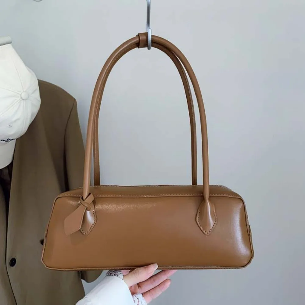 

Elegant French Stick Handbag Korean Style Waterproof PU Shoulder Bag Large Capacity Solid Color Texture Underarm Bags Daily