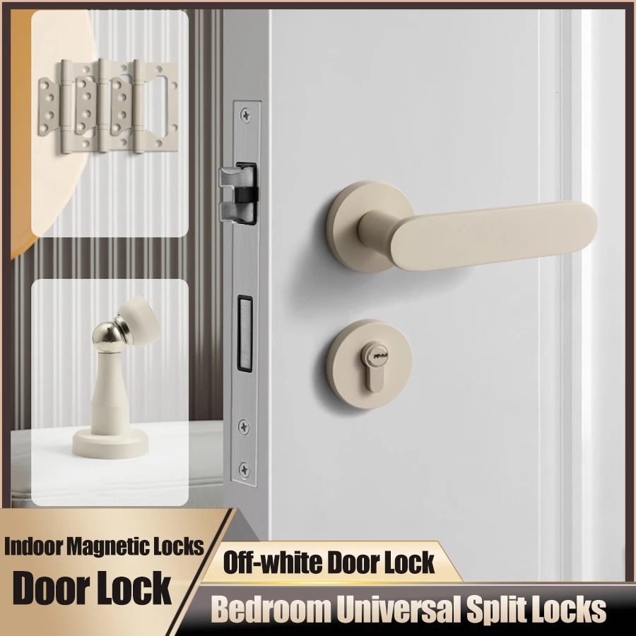 

Indoor Magnetic Locks Wooden Door Lock Handle Bedroom Silent Lock Universal Split Locks Door Hardware Accessories