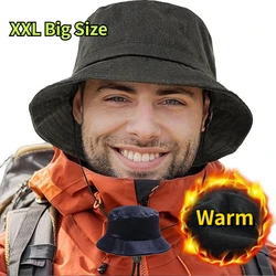 Oversized Autumn Winter Velvet Bucket Hat Men XXL Big Head 62cm Golf Warm Fisherman Hat Large Big Size Sun Hat Man Woman