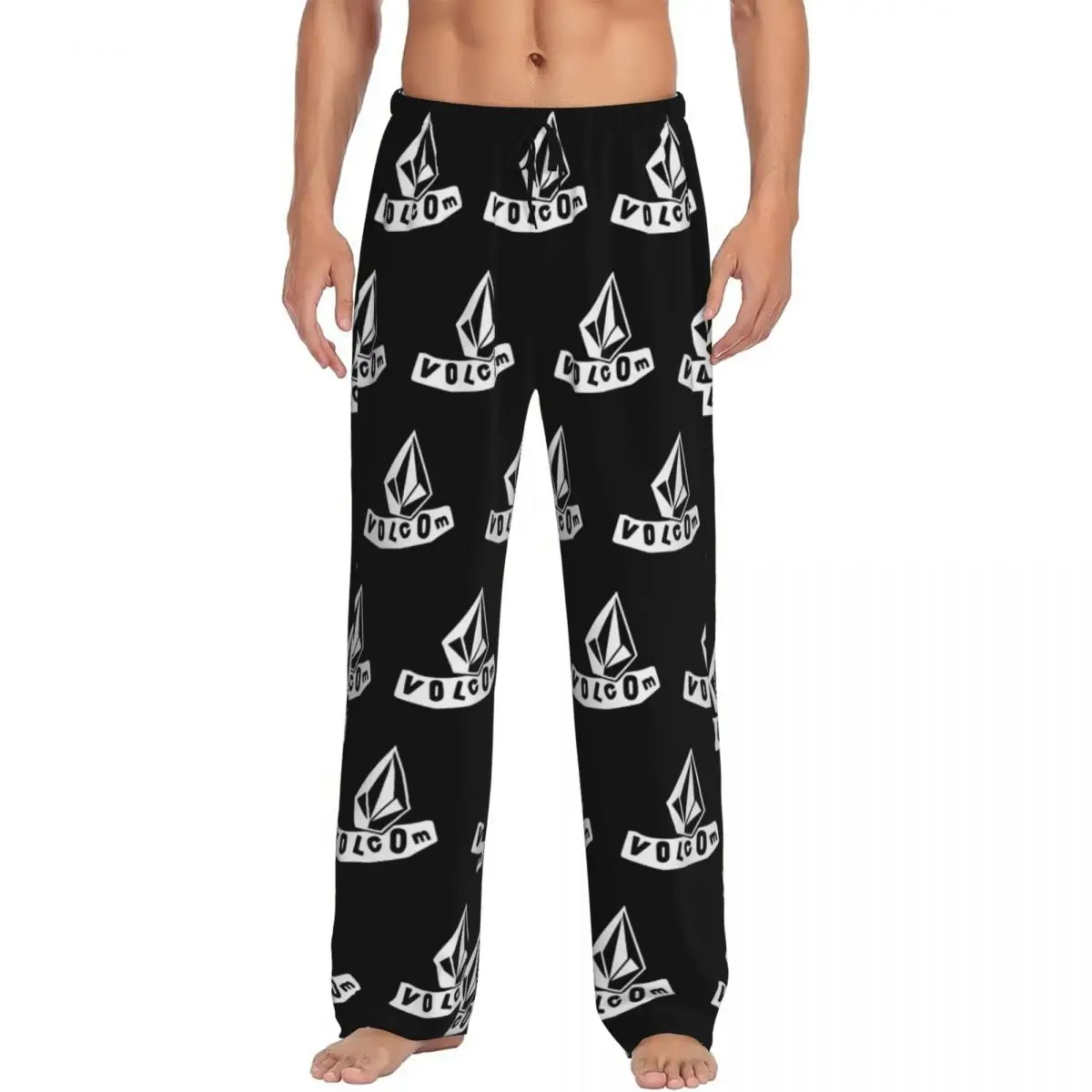 Calças de pijama com logotipo Volcoms impressas personalizadas Calças de dormir masculinas com bolsos