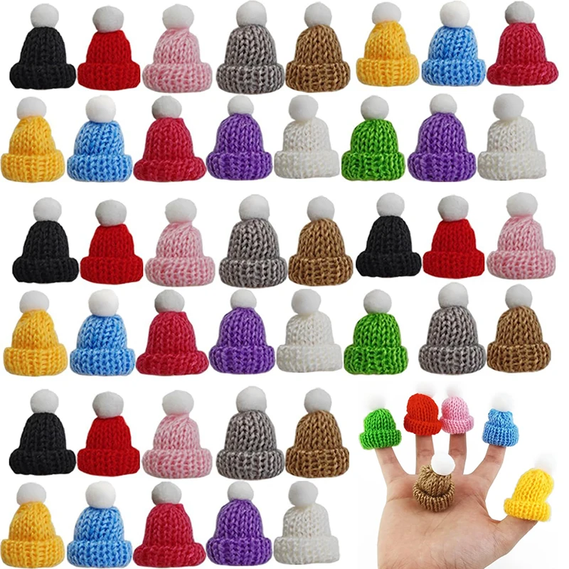 5/10/20Pcs Mini Knitting Hats Christmas Mini Knitting Doll Hats Mini Wool Hat For DIY Art Craft Christmas Ornaments Accessory