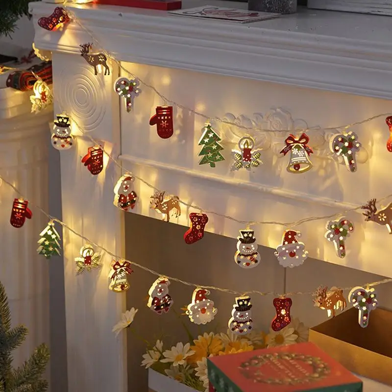 Christmas Light String Snowman Santa Claus Elk Indoor String Lights Cute Winter Holiday Hangable Fairy Lights Festival Parties