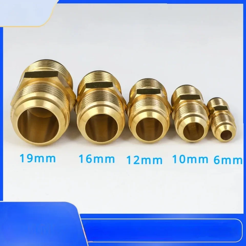 Equal or reducer brass tube connector with SAE male hex head fitting for air conditioning systems compatible with 7 mm inner dia