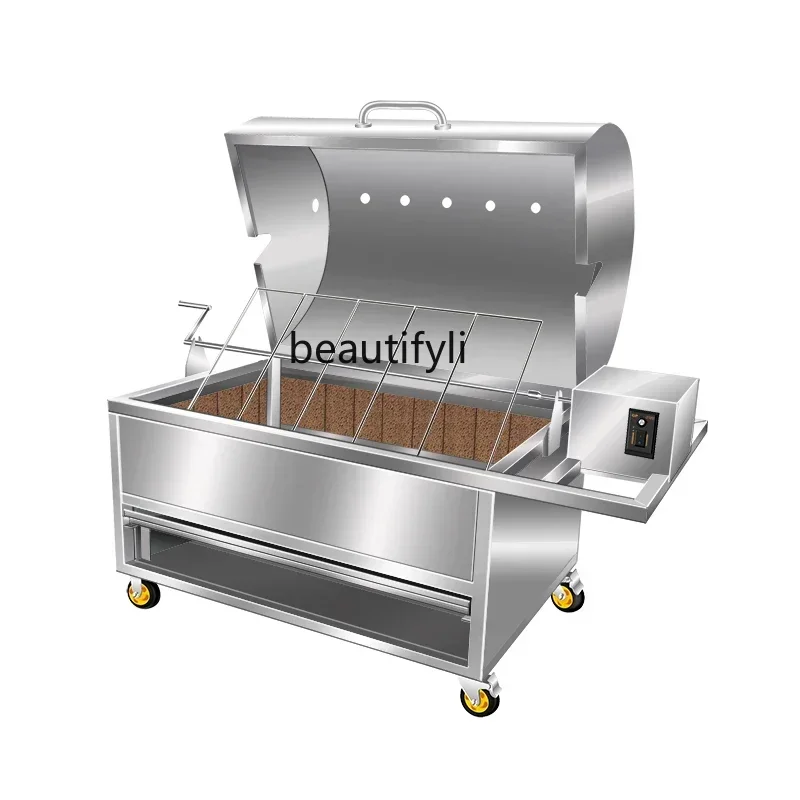 Commercial automatic household smokeless electrical charcoal roast lamb leg flow roast whole sheep special furnace