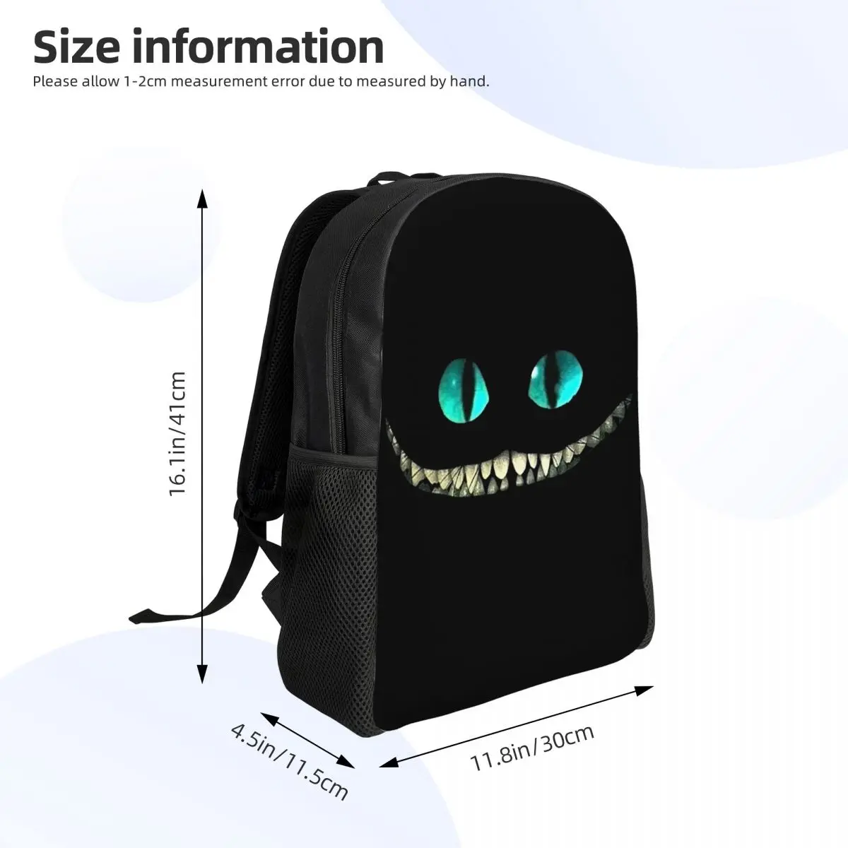 Zaini personalizzati Cheshire Cat Face per ragazzi Alice nel paese delle meraviglie School College borse da viaggio uomo donna Bookbag adatto a