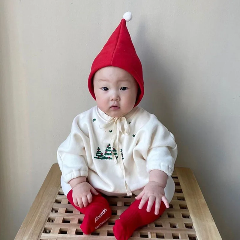 2023 New Year Kids Clothing Winter Toddler Baby Boys Girl Romper+Hat Plush Thicken Baby Jumpsuit Christmas Children Clothes