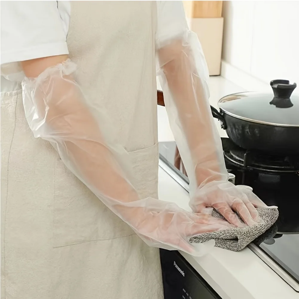 20pcs/set Extra Long Kitchen Cleaning Gloves, Waterproof and Oil Resistant, Durable and Comfortable Plastic Gloves, Multipurpose