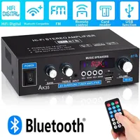 AK35 Home Power Amplifier 2.0 Channel Bluetooth 5.0 Surround Sound FM USB Remote Control Mini HIFI Digital Amplifiers 110V/220V