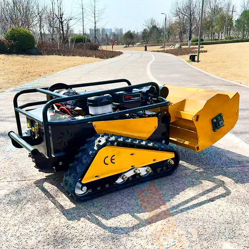 Ventas directas de fábrica, robot cortacésped con control remoto todo terreno tipo pista personalizado, maquinaria agrícola y de jardín