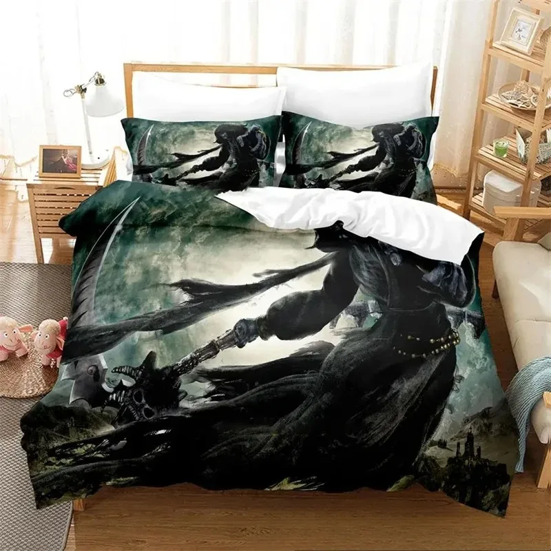 Dark Grim Reaper Bedding Set,Duvet Cover Comforter Bed Set Quilt Cover Pillowcase,King Queen Twin Size Boys Girls Adultse ﻿