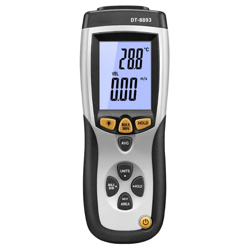 DT-8893 CMM/CFM  0~30m/s  Wind Speed Meter Direction  Air Flow or Velocity Plus Ambient Temperature  Digital Anemometer