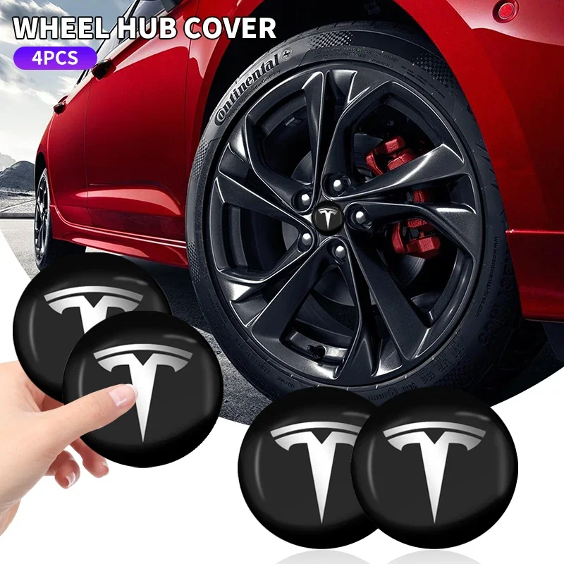 4pcs 56mm Wheel Hub Cap Sticker Car Emblem Badge Decoration for Tesla Model S 3 X Y Smart Fortwo Forfour 453 451 450 accessories