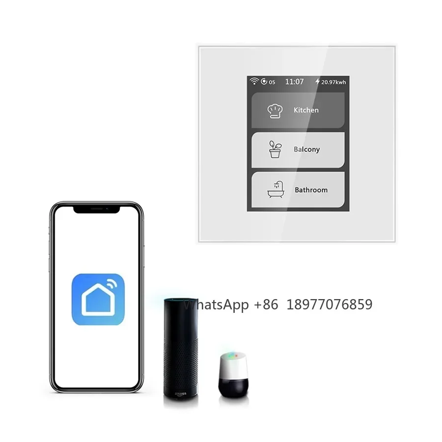 TUYA Zigbee Smart Switch 3 Gang Light Curtain L8 LCD Touch Panel Voice Control Google Home Alexa Siri