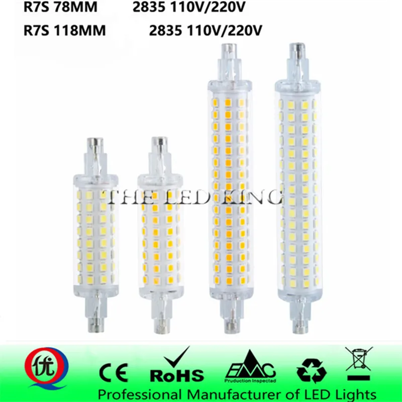 

78 мм 118 мм R7S Светодиодная лампа J78 J118 AC 220 В 110 В 2835SMD 64 128 светодиодов точечный сменный галогенный прожектор R7S лампы без мерцания