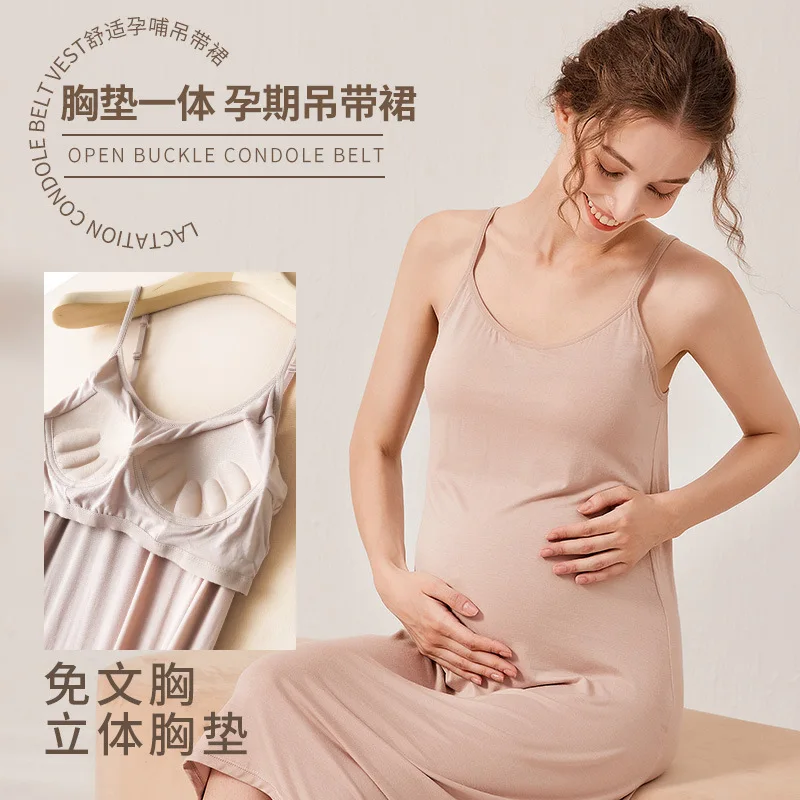 

Large-size Loose-fitting Maternity Skirt, Suspender Undershirt with Chest Pad, Home Slip Skirt Can Be Worn Outside