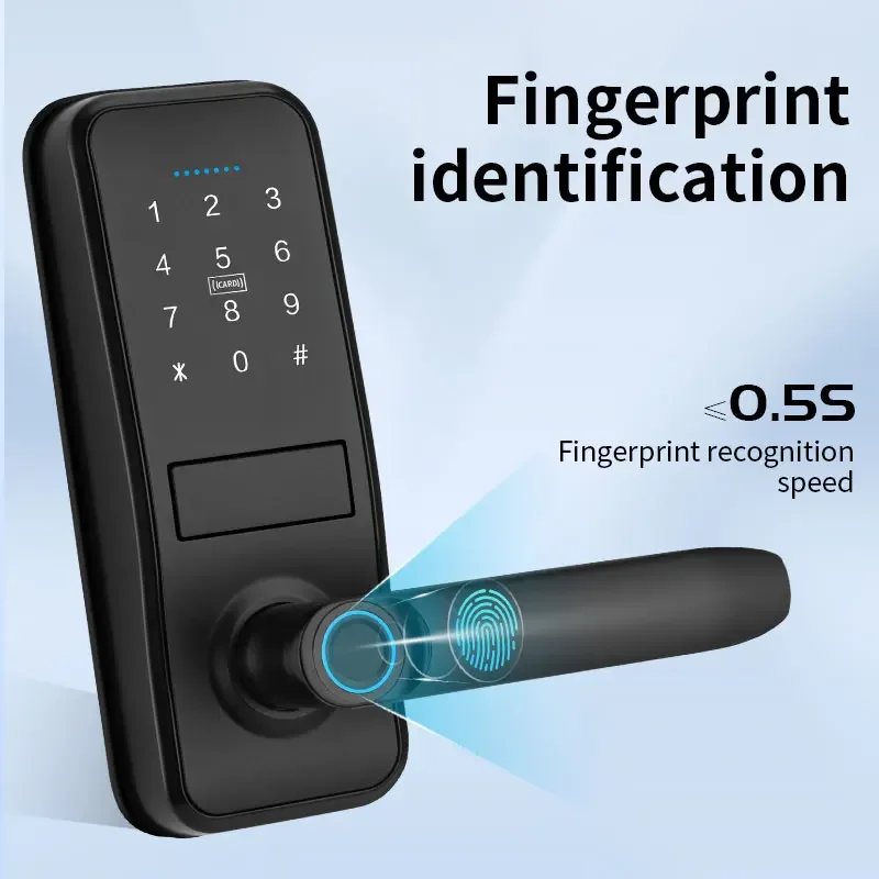 TIAGO P12 Tuya Waterproof Smart Door Lock TTLock App Digital Fingerprint Card Password Key Outdoor Electronic Wooden doors Lock