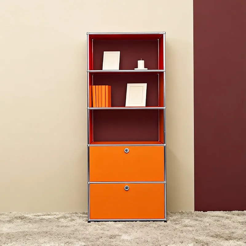 

Standing cabinet antique living room storage display cabinet module metal combination bookcase