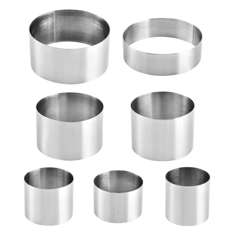 قالب حلقة الكيك على شكل دائري من الفولاذ المقاوم للصدأ قابل لإعادة الاستخدام أداة خبز ذاتية الصنع ملحقات أدوات المطبخ والمعجنات #6