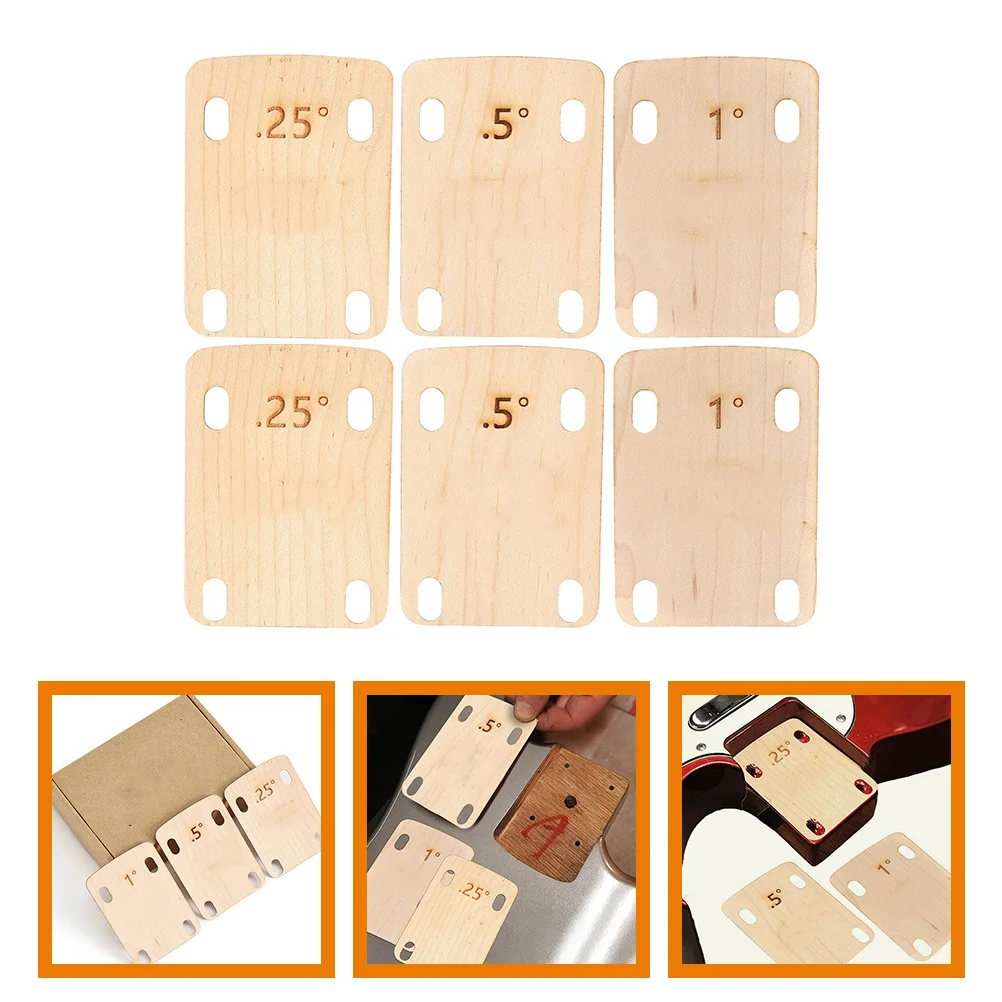 

6 Pcs Guitar Spacers Neck Shim Bass Connecting Plate Musical Instrument Accessory Shims Maple