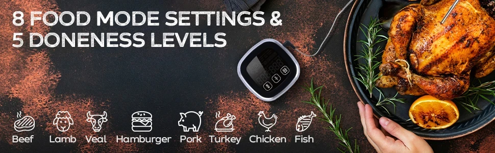 HOMEFISH Digitales Fleisch-Küchenthermometer aus Edelstahl, wasserdicht, Fleischtemperatur-Thermometer-Sonde für Ofen, Kochen, BBQ – Detail 2