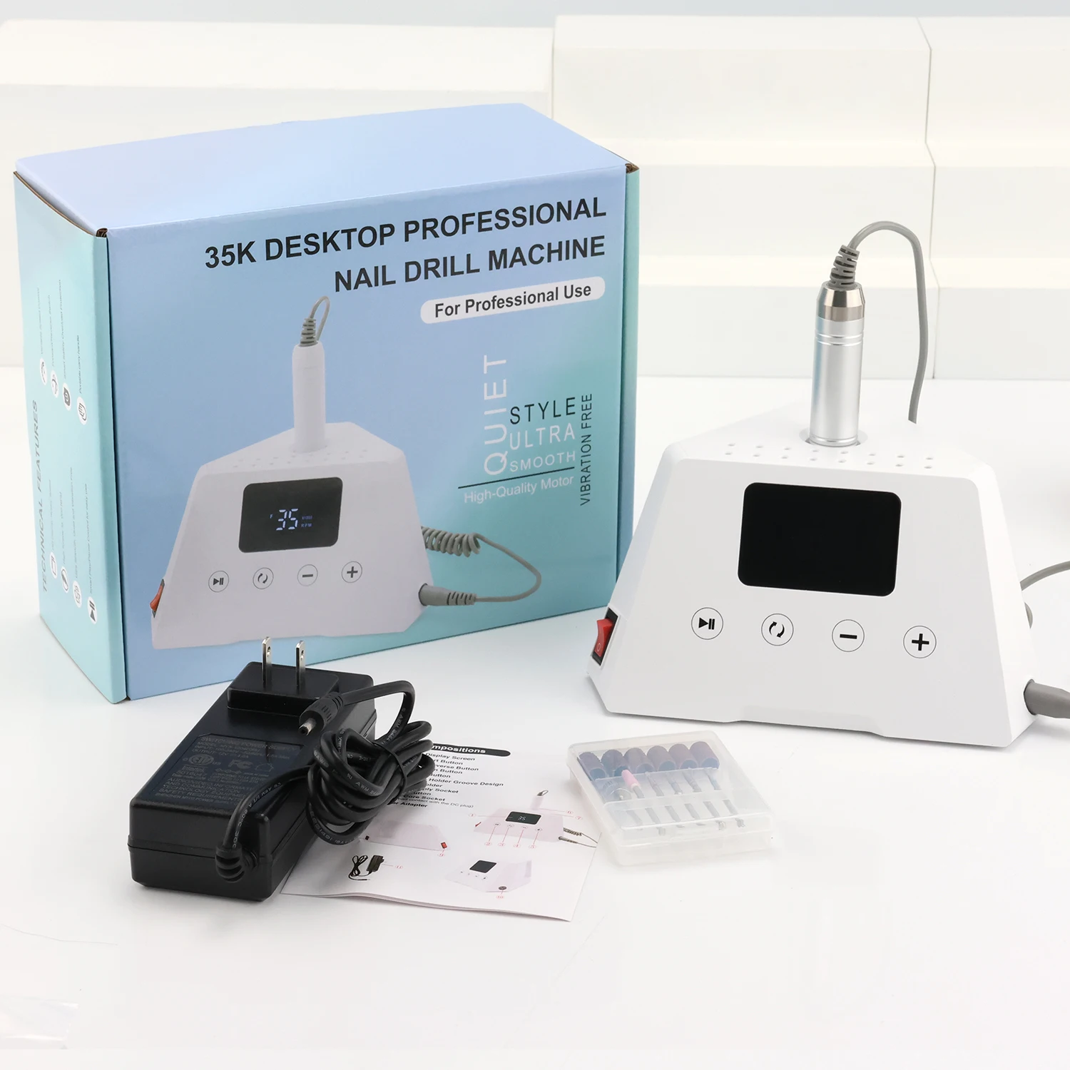 SIMINAIL 65w Coreless Powerful Electric Nail Drill Machine 35000rpm Drill Bit Set Manicure Desktop Base Polisher E File