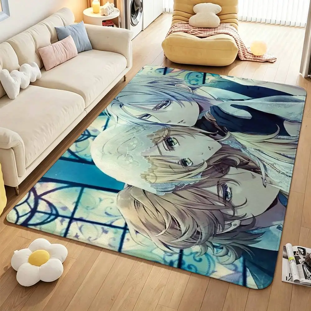 Game P-Piofiore no B-Banshou Characters Soft Comfortable Short Plush Rug Anti‑Slip Floor Mat Machine Washable Home Decor